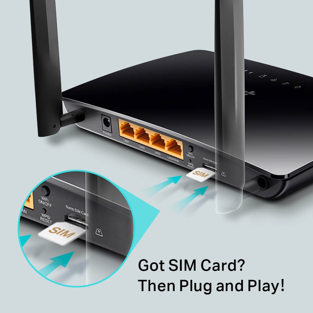 TP-LINK (TL-MR6400 V5) 300Mbps Wireless N 4G LTE Router, SIM Card Slot, 3 LAN, 1 LAN/WAN physical TP-LINK New TL-MR6400 MemoX